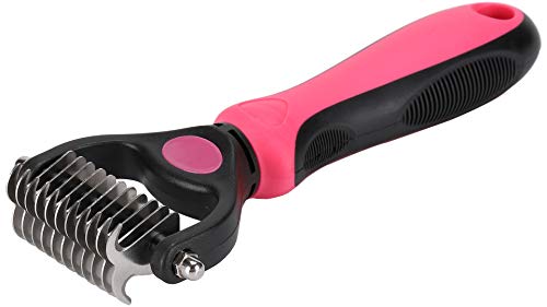 Nidawi Dog Brushes for Grooming Large Dogs Pet Dematting Comb Undercoat Rake Shedding Tool for Long Haired Dogs & Cats (Small, Red)