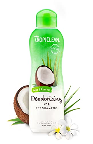 TropiClean Aloe & Coconut Deodorizing Shampoo for Pets, 20oz - Helps Effectively Eliminate Dog and Cat Odors, Made in the USA
