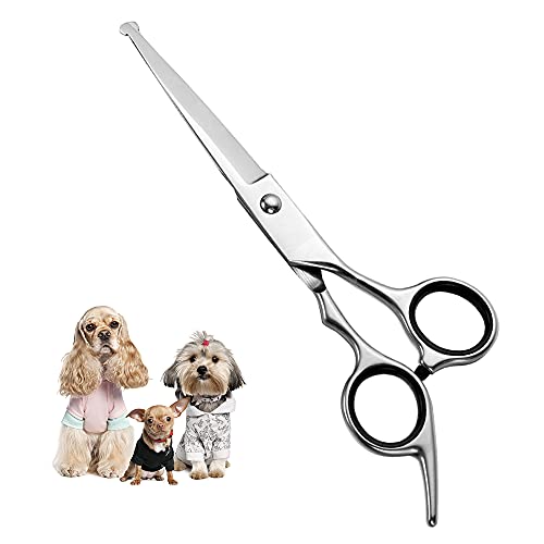 Chibuy Professional Pet Grooming Scissors with Round Tip 4CR Stainless Steel Pet Straight Cut for Dogs and Cats, Professional Grooming Tool