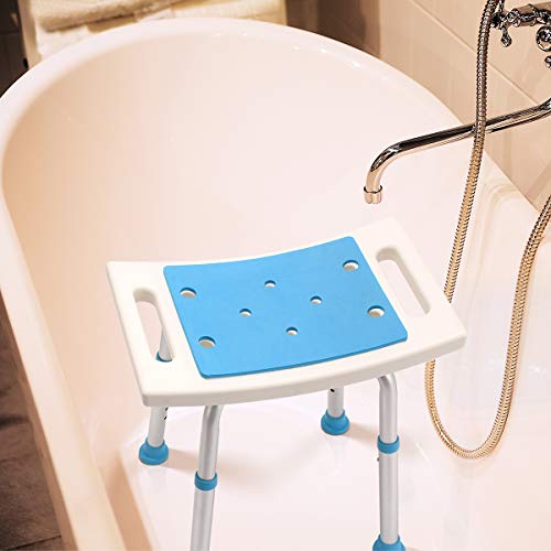 Health Line Massage Products Shower Stool 350lbs Bath Seat Chair, Tool-Free Assembly Height Adjustable Bath Bench w/Paded Seat and Assist Grab Bar for Seniors, Elderly, Disabled, Handicap and Injured