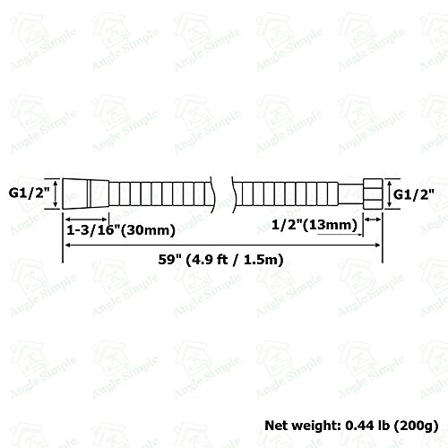 Bathroom Shower Hose, Angle Simple Metal Handheld Showerhead Hose Replacement for Bathtub Sprayer Trailers Garden Plumbing Pipe Water Hose for Rinsing