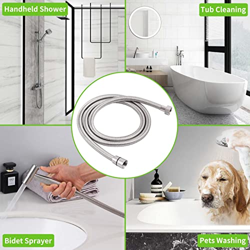 Bathroom Shower Hose, Angle Simple Metal Handheld Showerhead Hose Replacement for Bathtub Sprayer Trailers Garden Plumbing Pipe Water Hose for Rinsing