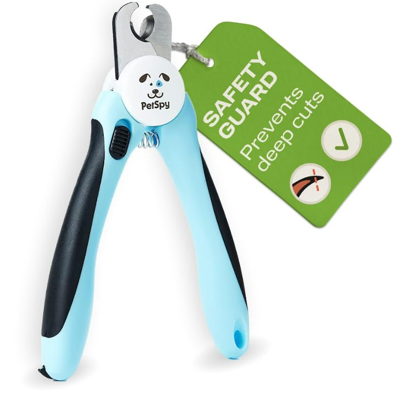 PetSpy Best Dog Nail Clippers and Trimmer with Quick Sensor - Razor Sharp Blades, Safety Guard to Avoid Overcutting, Free Nail File - Start Professional & Safe Pet Grooming at Home