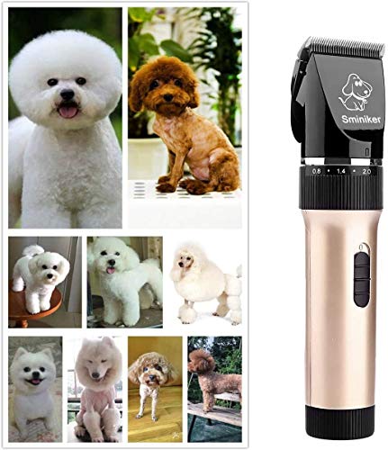 Sminiker Professional Low Noise Rechargeable Cordless Cat and Dog Clippers - Professional Pet Clippers Grooming Kit,Animal Clippers Pet Grooming Kit