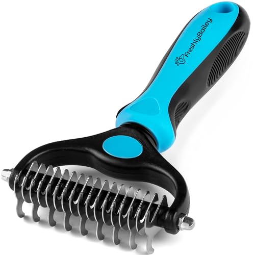 Freshly Bailey Dog and Cat Dematting Tools - âMiracleâ Undercoat Rake/Comb - Safe Dog Detangler and Cat Brush for Matted Hair/Fur - Easiest Pet Grooming Tool for Long Hair and Shedding - Husky Brush