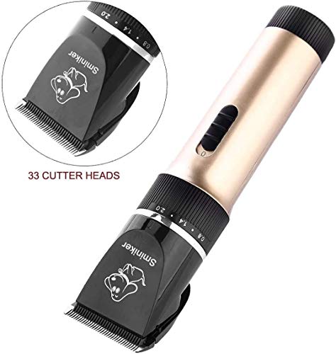 Sminiker Professional Low Noise Rechargeable Cordless Cat and Dog Clippers - Professional Pet Clippers Grooming Kit,Animal Clippers Pet Grooming Kit