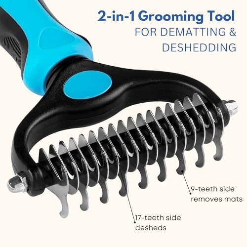 Freshly Bailey Dog and Cat Dematting Tools - âMiracleâ Undercoat Rake/Comb - Safe Dog Detangler and Cat Brush for Matted Hair/Fur - Easiest Pet Grooming Tool for Long Hair and Shedding - Husky Brush