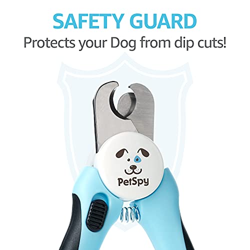 PetSpy Best Dog Nail Clippers and Trimmer with Quick Sensor - Razor Sharp Blades, Safety Guard to Avoid Overcutting, Free Nail File - Start Professional & Safe Pet Grooming at Home
