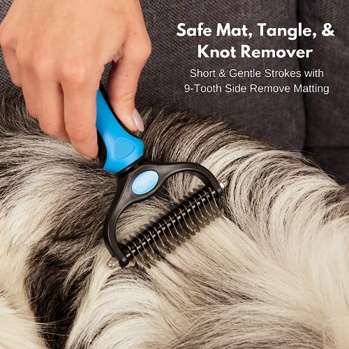 Freshly Bailey Dog and Cat Dematting Tools - âMiracleâ Undercoat Rake/Comb - Safe Dog Detangler and Cat Brush for Matted Hair/Fur - Easiest Pet Grooming Tool for Long Hair and Shedding - Husky Brush