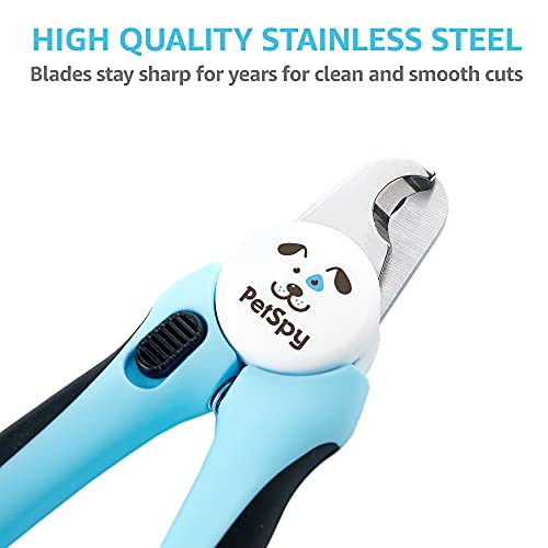 PetSpy Best Dog Nail Clippers and Trimmer with Quick Sensor - Razor Sharp Blades, Safety Guard to Avoid Overcutting, Free Nail File - Start Professional & Safe Pet Grooming at Home