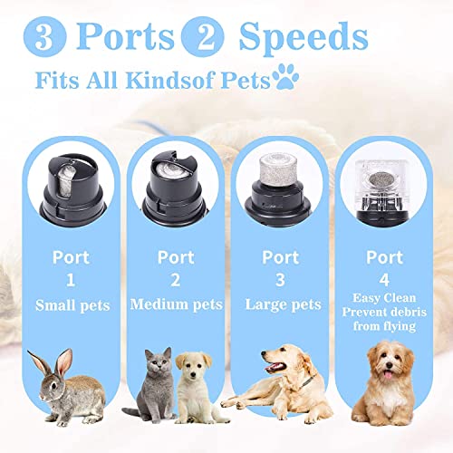Pet Nail Grinder with LED Light & 2 Grinding Heads, 2-Speed Low Noise & More Powerful Dog Nail Grinder, Pet Nail Trimmer File, Painless Paw Claw Care, Quiet Toenail Grooming Tool for L/M/S Dogs/Cats