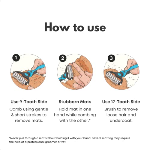 Freshly Bailey Dog and Cat Dematting Tools - âMiracleâ Undercoat Rake/Comb - Safe Dog Detangler and Cat Brush for Matted Hair/Fur - Easiest Pet Grooming Tool for Long Hair and Shedding - Husky Brush
