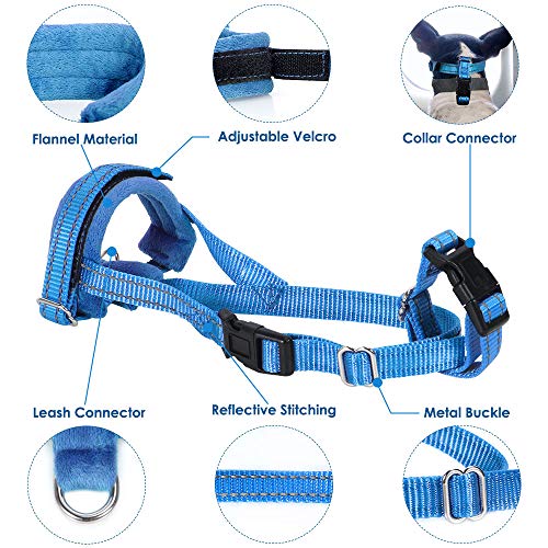 SlowTon Soft Dog Muzzle, Adjustable Padded Nylon Muzzle for Large Medium Dogs Anti Chewing Barking Biting, Allow Dog Pant & Drink (Blue, M)