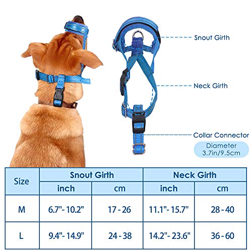 SlowTon Soft Dog Muzzle, Adjustable Padded Nylon Muzzle for Large Medium Dogs Anti Chewing Barking Biting, Allow Dog Pant & Drink (Blue, M)