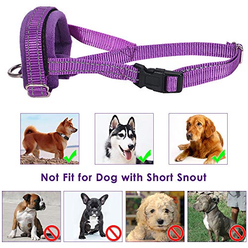 SlowTon Soft Dog Muzzle, Adjustable Padded Nylon Muzzle for Large Medium Dogs Anti Chewing Barking Biting, Allow Dog Pant & Drink (Blue, M)