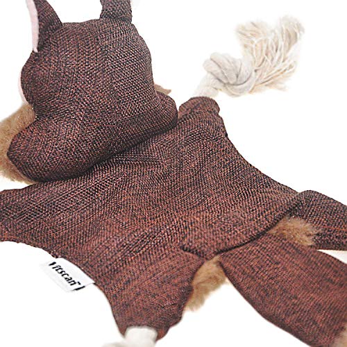 Stuffless Dog Toys for Puppy, Crinkle Squeaky Dog Chew Toys Squirrel Plush Dog Toy with Rope Knots for Small Dogs (Squirrel)