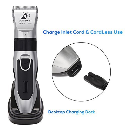 Dog Grooming Clippers - Cordless Quiet Pet Hair Clippers Trimmer Rechargeable with Stainless Steel Blades Dog Comb Shears Best Professional Hair Clipper Set for Dogs Cats Pets Long Short Hair