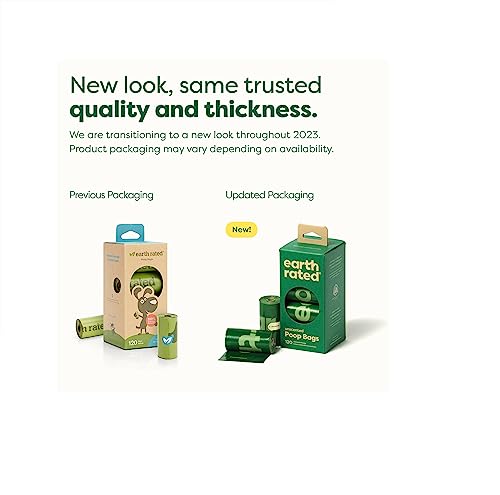 Earth Rated Dog Poop Bags, New Look, Guaranteed Leak Proof and Extra Thick Waste Bag Refill Rolls For Dogs, Unscented, 120 Count