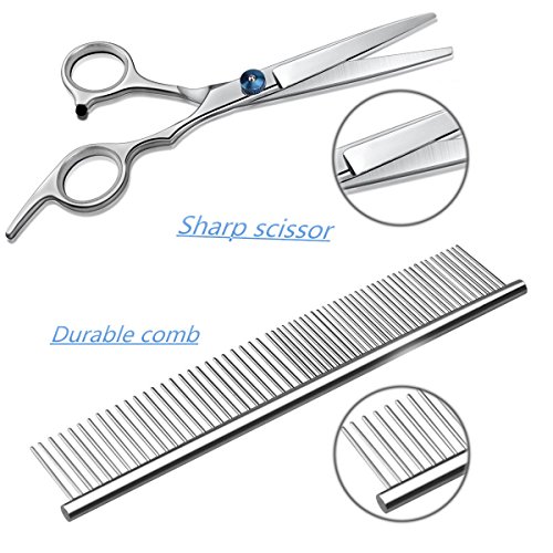 Dog Grooming Clippers - Cordless Quiet Pet Hair Clippers Trimmer Rechargeable with Stainless Steel Blades Dog Comb Shears Best Professional Hair Clipper Set for Dogs Cats Pets Long Short Hair