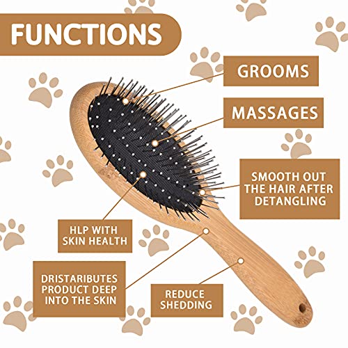 KylePet Dog Cat Brush, Pet Brushes For Dogs Pet Slicker Brush With Bamboo Handle For Dogs And Cats Long Hair Pets Grooming Comb For Removing Shedding