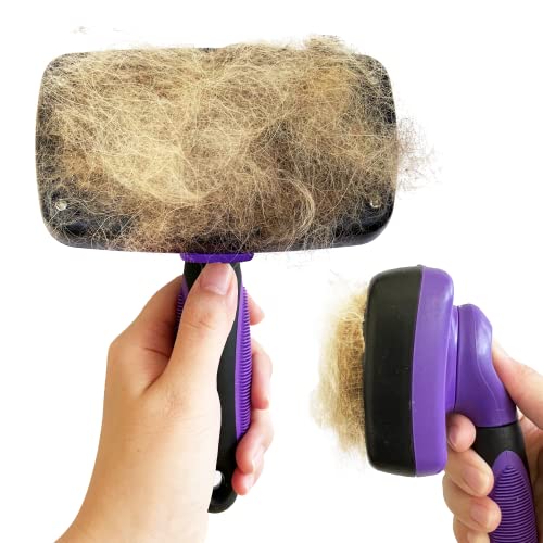 Pet Slicker Brush - Dog & Cat Brush for Shedding & Grooming Long & Short Hair - Dematting & Detangling Self-Cleaning Brushes for Dogs, Cats & Pets