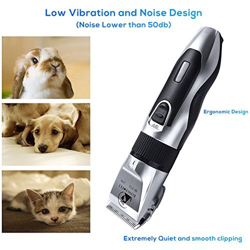 Dog Grooming Clippers - Cordless Quiet Pet Hair Clippers Trimmer Rechargeable with Stainless Steel Blades Dog Comb Shears Best Professional Hair Clipper Set for Dogs Cats Pets Long Short Hair