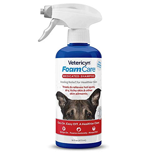 Vetericyn FoamCare Medicated Pet Shampoo. For Dogs, Cats and All Animals with Sensitive Skin. Anti-Itch, Promotes Healthy Skin and Coat, Hypoallergenic in Easy Spray Bottle. 16 Ounce, 473 Milliliters.
