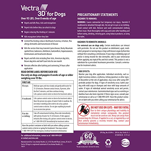 Vectra 3D (Red) 3pk Flea & Tick Control for Dogs Over 95lbs