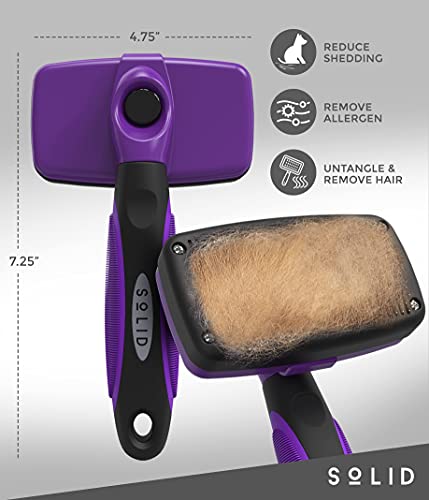 Pet Slicker Brush - Dog & Cat Brush for Shedding & Grooming Long & Short Hair - Dematting & Detangling Self-Cleaning Brushes for Dogs, Cats & Pets