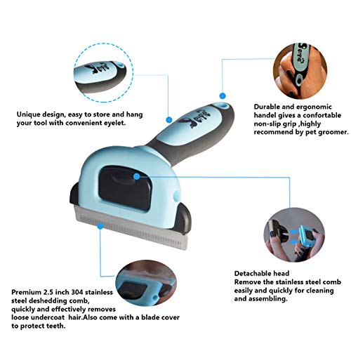 petgle Cat Brush &Cat Comb for Shedding,Pet Deshedding Brush for Cat and Small Dog Reduces Loose Undercoat by 95% Cat Grooming Brush and Deshedding Tools for Long Hair and Short Hair 2.5inch Blue