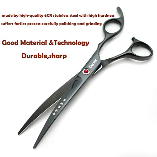 7.0in Titanium Professional Pet Grooming Scissors Set,Straight & Thinning & Curved Scissors 4pcs Set for Dog Grooming