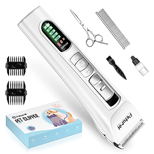 Petural Pet Hair Clippers-Dog Grooming Clippers Powerful-3 Speed Cordless Dog Clippers for Grooming Rechargeable-Professional Dog Trimmers Clippers-Heavy Duty for Small/Medium/Large Dogs&Pets