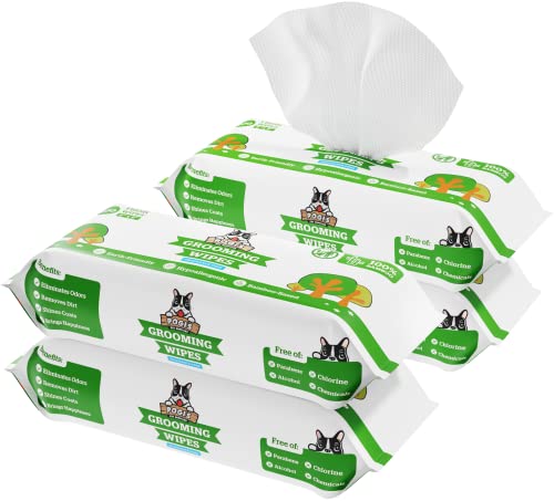 Pogi's Grooming Wipes - 400 Hypoallergenic Pet Wipes for Dogs & Cats - Plant-Based, Fragrance-Free, Deodorizing Dog Wipes