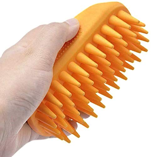 Pet Grooming Brush Dog Brush Dog Hair Deshedding Brush Remover Tool Set, Anti-skid Rubber Dog Cat Pet Mouse Grooming Shower Bath Brush Massage Brush for Long & Short Hair Small Large Dog Cat (Orange)