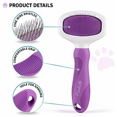 Poodle Pet Slicker Brush for Small and Large Dogs Pet Hair Remover with Rotating Head | Effectively and Effortlessly Removes Tangles, Mats, and Loose Hair | for Short or Long Hair(Grooming Brush)