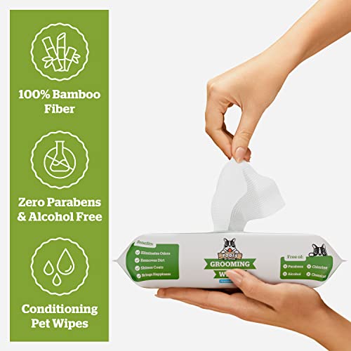 Pogi's Grooming Wipes - 400 Hypoallergenic Pet Wipes for Dogs & Cats - Plant-Based, Fragrance-Free, Deodorizing Dog Wipes