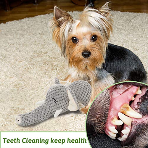 Plush Dog Toy, Squeaky Interactive Puppy Dog Toys with Crinkle Paper, Durable Chew Toys for Small and Medium Dogs with Elephant Shape