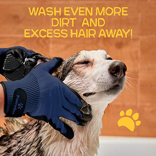 Pet Grooming and Bathing Gloves - Effective Pet Hair Remover for Cats, Dogs & Horses - Long & Short Fur - Gentle Brush for Your Pets
