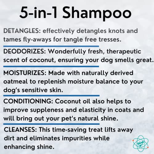 PET CARE Sciences 8 floz 5 in 1 Dog Shampoo for Itchy Skin - Sensitive Skin Dog Shampoo for Smelly Dogs - Dog Shampoos & Conditioners - Made in The USA