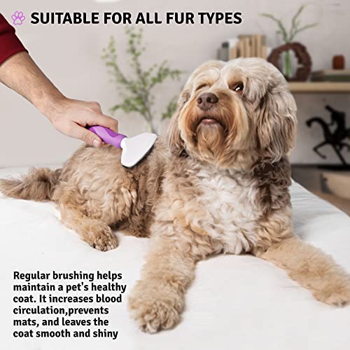 Poodle Pet Slicker Brush for Small and Large Dogs Pet Hair Remover with Rotating Head | Effectively and Effortlessly Removes Tangles, Mats, and Loose Hair | for Short or Long Hair(Grooming Brush)