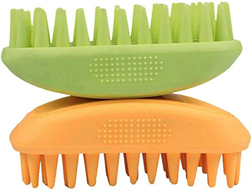 Pet Grooming Brush Dog Brush Dog Hair Deshedding Brush Remover Tool Set, Anti-skid Rubber Dog Cat Pet Mouse Grooming Shower Bath Brush Massage Brush for Long & Short Hair Small Large Dog Cat (Orange)