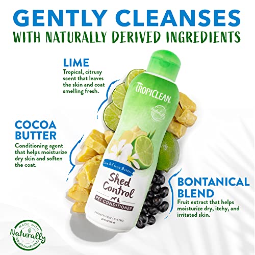 TropiClean Lime & Cocoa Butter Conditioner for Pets, 20oz, Made in USA