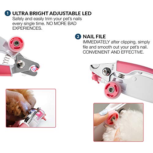 Walkinnwith LOOKUT Premium Dog Nail Clippers with Guide Light - NOT Cheap Copycat Product - Safe Cat Nail Clippers â Easy Cat Claw Trimmer and Nail Trapper for Smaller Pets Under 40 lbs