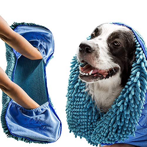 Tuff Pupper Large Dog Shammy Towel | Ultra Absorbent | Durable 35 x 15 Size for Dogs of All Breeds | Quick Drying Chenille Fabric | Designed for Indoor and Outdoor Use | Machine Washable