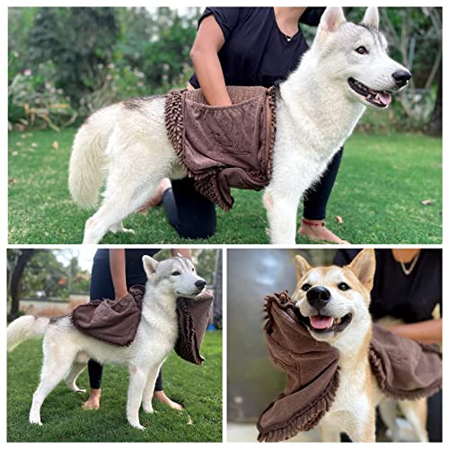 Tuff Pupper Large Dog Shammy Towel | Ultra Absorbent | Durable 35 x 15 Size for Dogs of All Breeds | Quick Drying Chenille Fabric | Designed for Indoor and Outdoor Use | Machine Washable