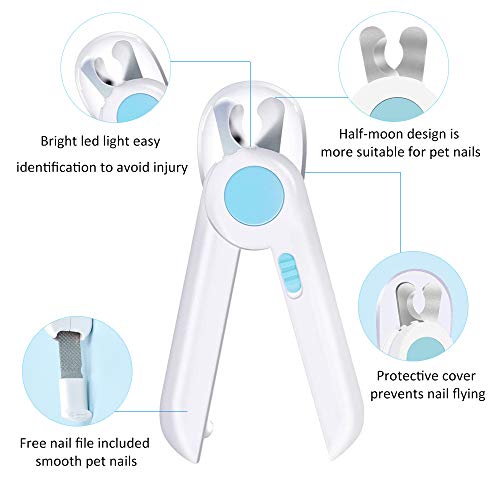 UmaUbaby LED Light Pet Nail Clippers for Dogs Cats with Quick Safety Guard to Avoid Over Cutting, Professional Grooming Tool for Large and Small Animals
