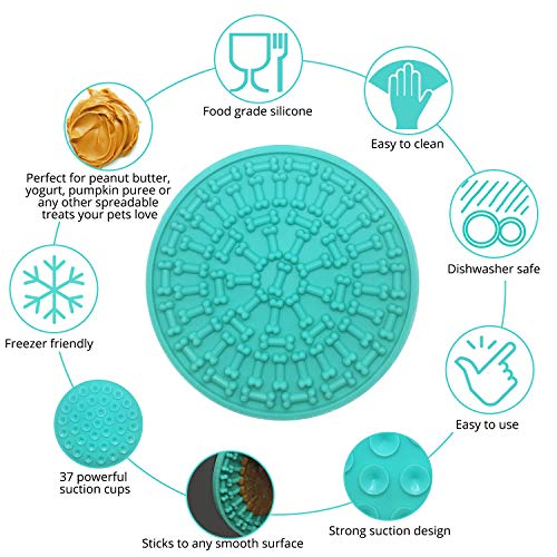 Pet Lick Mat Pad For Grooming, Anxiety, Washing In Shower And Bath Tub, Lick Mats For Dogs, With Super Suction Cup Hold, Licking Mat For Dogs Large And Small, Helps Wash Your Buddy And Doggie Training