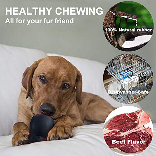 Penguin Durable Dog Chew Toys, Freezable Stuffable Puppy Treat Dispensing Chew Toys, Natural Rubber Interactive Puzzle Game Dog Toys for Small Medium Large dogs, Fun to Chase and Fetch, Beef Flavor