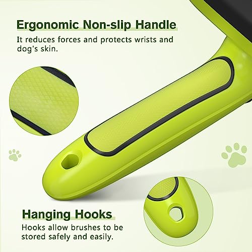 Pecute Dog Brushes Cat Brush, Self Cleaning Slicker Brush with Massage Particles, Removes 95% of Loose Hairs, Pet Grooming Brush Shedding Tools for Small Medium Dogs Cats (Medium, Upgraded Button)