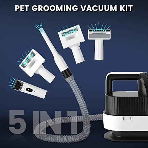 PETTOM Dog Grooming Kit 2.5L Large-Capacity, Dog Vacuum Brush for Shedding Grooming, Low Noise 5 Pet Grooming Tools for Dogs Cats (Dog Grooming Kit)
